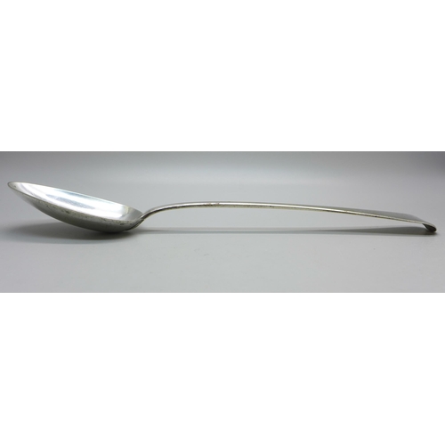 803 - A George IV large silver basting spoon, London 1828, 120g, 30cm