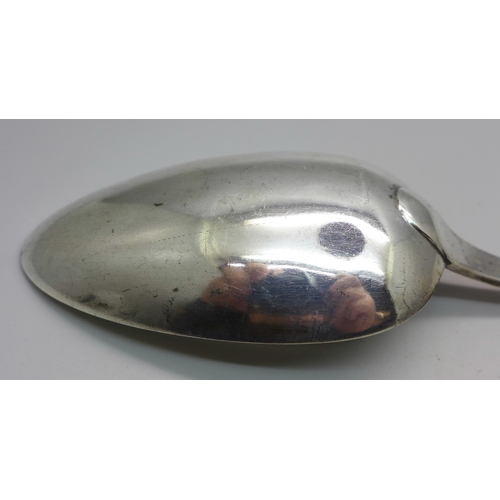 803 - A George IV large silver basting spoon, London 1828, 120g, 30cm