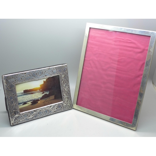 809 - Two silver photograph frames, larger frame 22cm x 17cm and dated Birmingham 1916