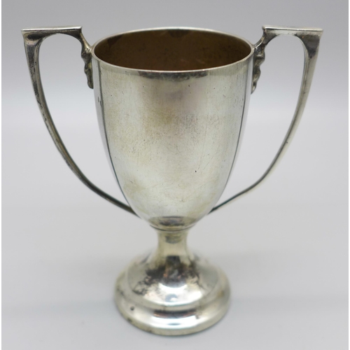 810 - A small silver two handled trophy, London 1948, 50g