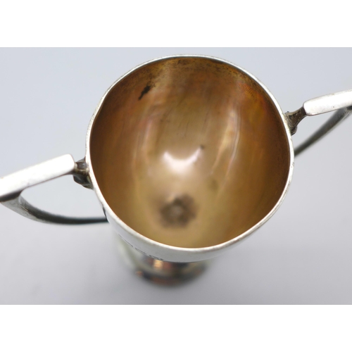 810 - A small silver two handled trophy, London 1948, 50g