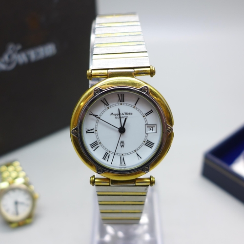 819 - A lady's and a gentleman's Mappin & Webb quartz wristwatch, boxed