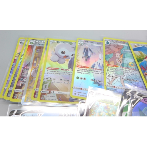 822 - Fifteen holographic Pokemon V cards and twelve full artwork holographic Pokemon cards