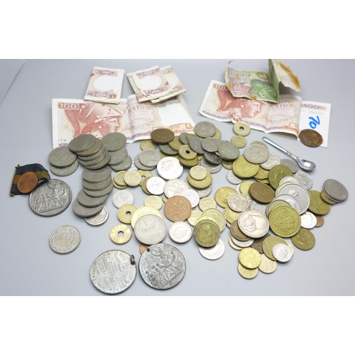 836 - A collection of coins and banknotes