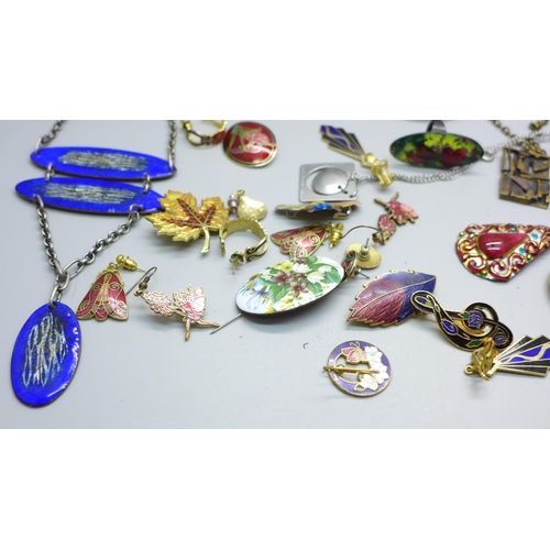 848 - 1970's jewellery, cloisonne, enamel, etc.