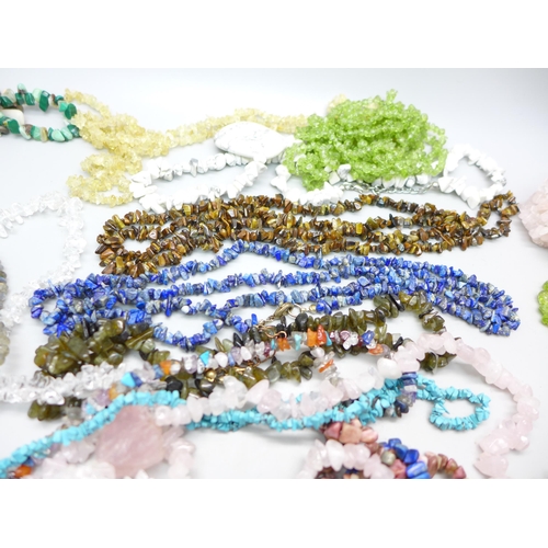 868 - A collection of twenty semi-precious stone necklaces and three bracelets