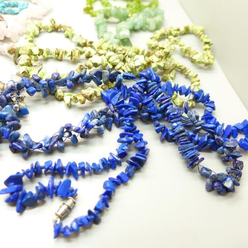 868 - A collection of twenty semi-precious stone necklaces and three bracelets