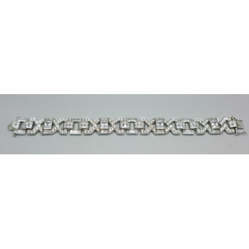 899 - A silver and CZ Art Deco style bracelet