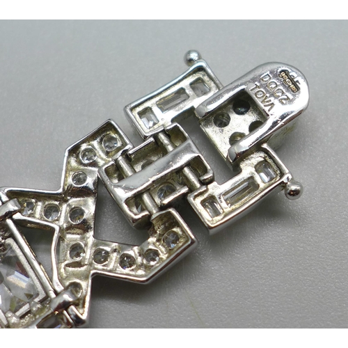 899 - A silver and CZ Art Deco style bracelet