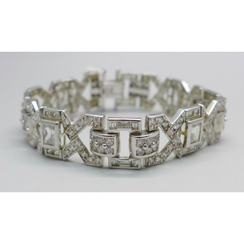 899 - A silver and CZ Art Deco style bracelet