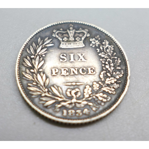 916 - A William IV 1834 six pence