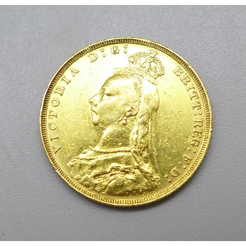 918 - A Victoria 1891 gold full sovereign, long tail