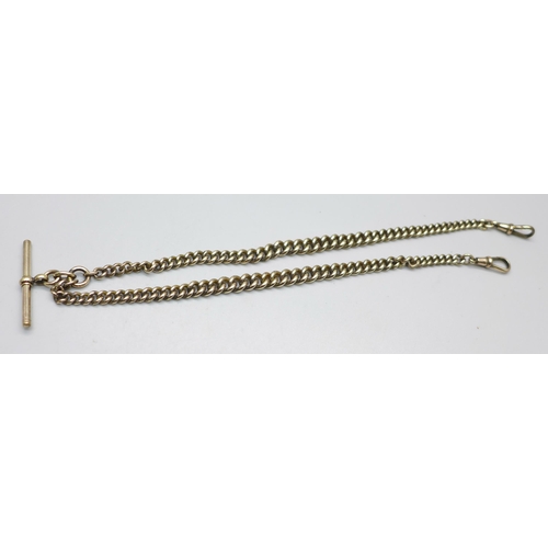 958 - A rolled gold double Albert watch chain