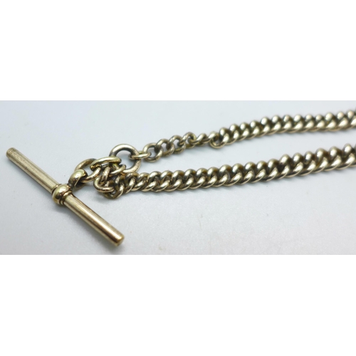 958 - A rolled gold double Albert watch chain