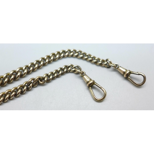 958 - A rolled gold double Albert watch chain