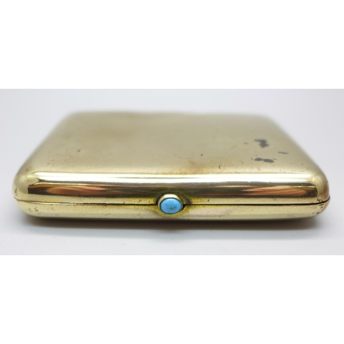 960 - A 9ct gold filled cigarette case, 70mm x 84mm