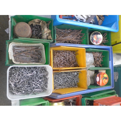 2052 - A large quantity of assorted nails in various sizes