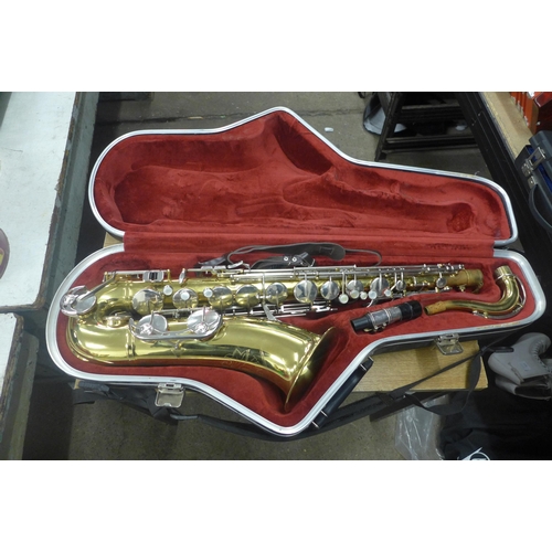 2080 - A Trafford tenor saxophone in a protective hard case