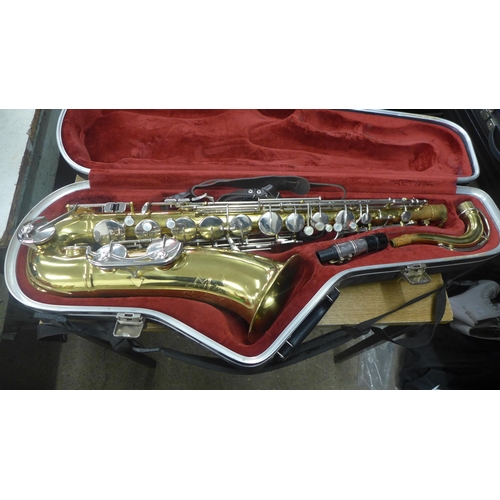 2080 - A Trafford tenor saxophone in a protective hard case