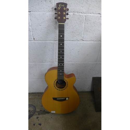 2090 - A Faith Venus electro-acoustic guitar with a classic parametric pro control panel and a soft case