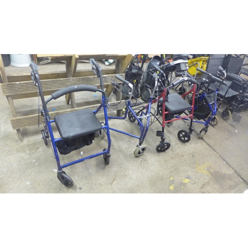 2206 - Four mobility rollator/walkers including Days and Drive