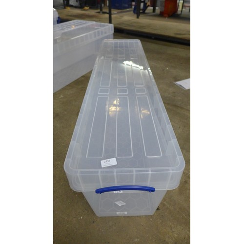 2239 - An 81L clear plastic Really Useful box with lid