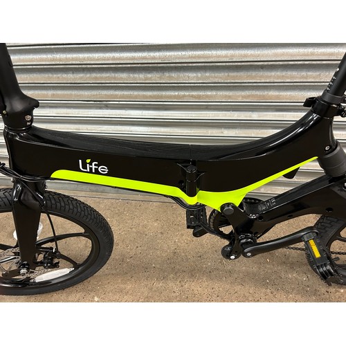 2145A - A Li-Fe force black and green folding electric bike - with keys, charger and instruction manual - un... 