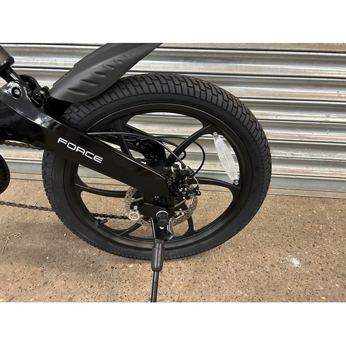 2145A - A Li-Fe force black and green folding electric bike - with keys, charger and instruction manual - un... 