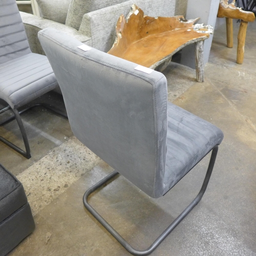 1493 - A pair of grey velvet cantilever side chairs * This lot is subject to VAT