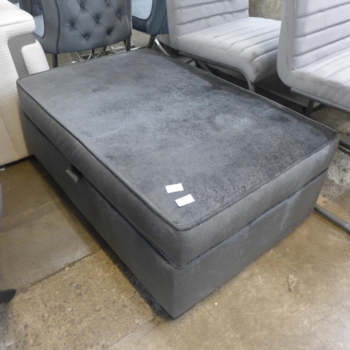 1494 - A large charcoal velvet ottoman footstool