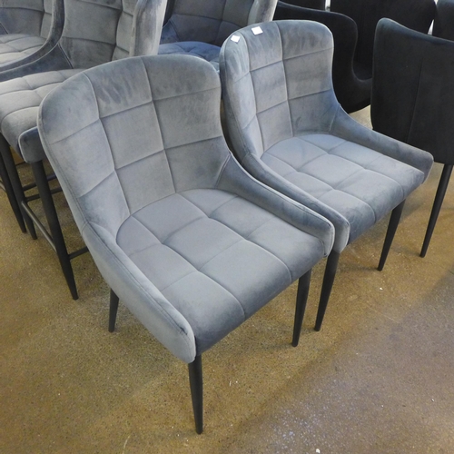 1510 - A pair of Kos grey velvet dining chairs * This lot is subject to VAT