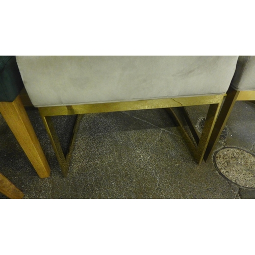 1512 - A pair of taupe velvet side chairs on gold bases * This lot is subject to VAT