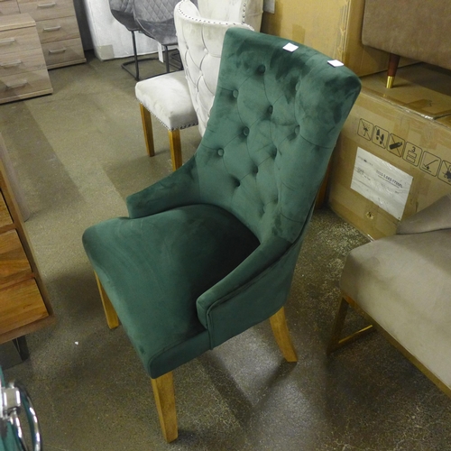 1513 - A green velvet side chair * This lot is subject to VAT