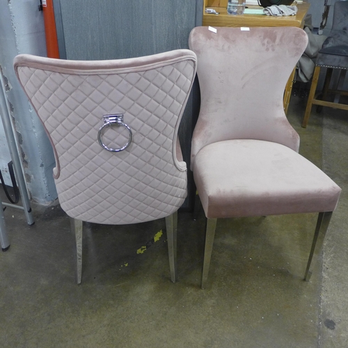 1531 - A pair of pink velvet Luna side chairs * This lot is subject to VAT