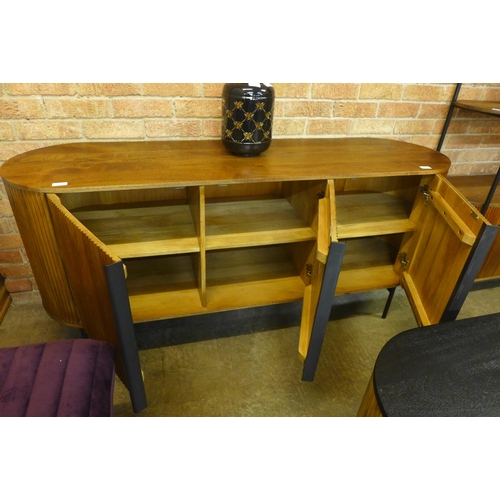 1541 - A Zen dark hardwood three door sideboard * This lot is subject to VAT