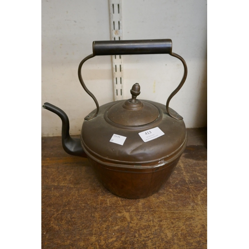 413 - A Victorian copper kettle