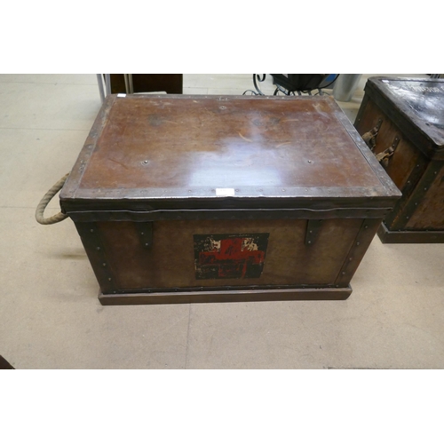 430 - A vintage steel clad trunk