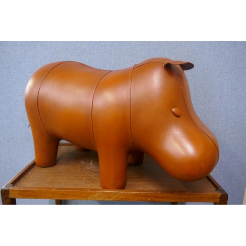 432 - A Liberty's style brown leather hippopotamus stool