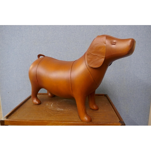 433 - A Liberty's style brown leather dog stool