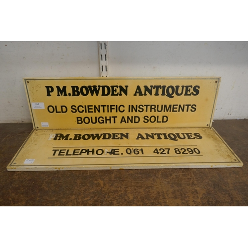 451 - Two wooden antique signs