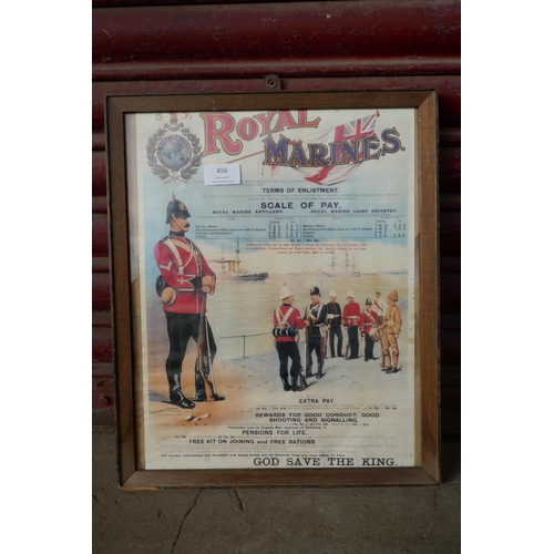 456 - A Royal Marines print, framed