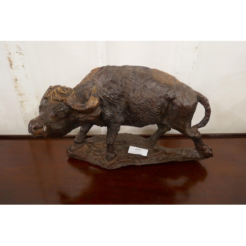 459 - A Black Forest carved wood buffalo