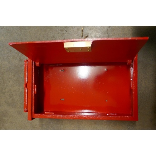 461A - A red painted cast iron Post Office letter box, with key