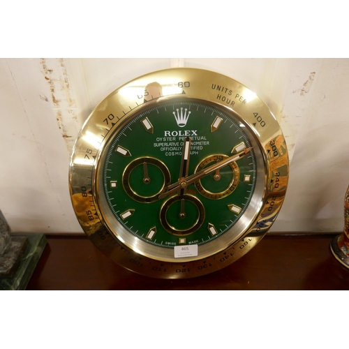 465 - A Rolex style dealer's display wall clock