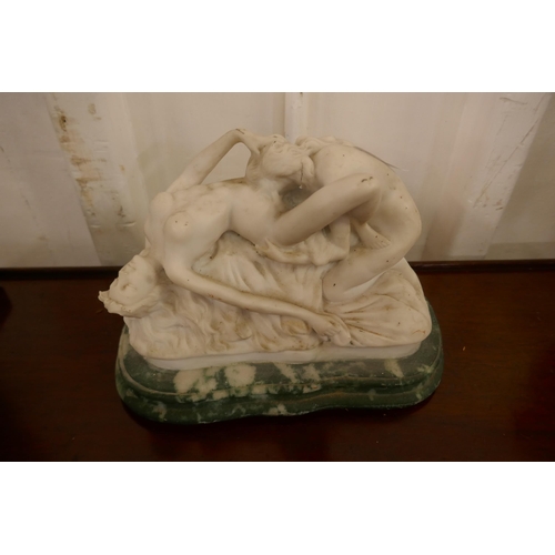 466 - A faux marble erotic figure group of two ladies