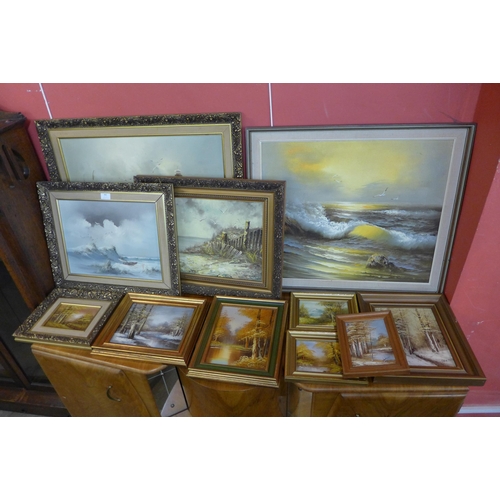 482 - Eleven assorted contemporary oil paintings, including three signed Cantrell