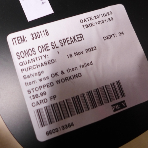 3068 - Sonos One SL Speaker - black, Original RRP £136.99 + vat     (311-172)    * This lot is subject to v... 