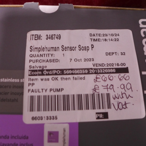 3073 - Simplehuman Sensor Soap Pump - Stainless Steel (311-173)    * This lot is subject to vat