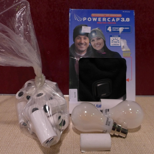 3079 - Feit A60 100W Dimmable Bulbs, Thermal Chip & Pin Rolls and Rechargeable LED Knitted Beanie  (311-175... 