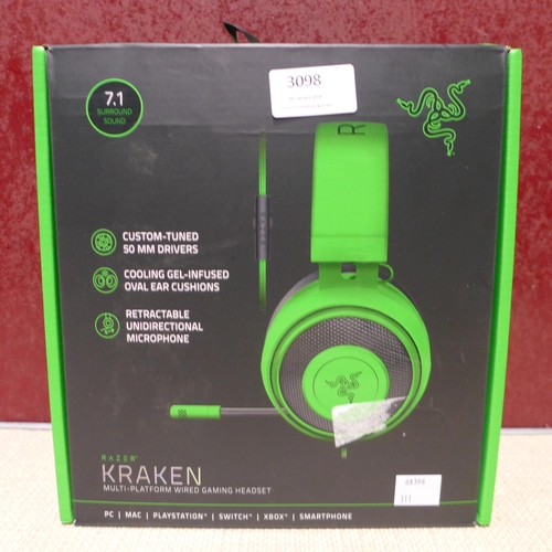 3098 - Razer Kraken Green Gaming Headset   (311-214)    * This lot is subject to vat